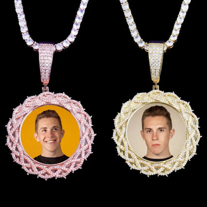 Thorn Sunflower Custom Photo Round Pendant - 55mm