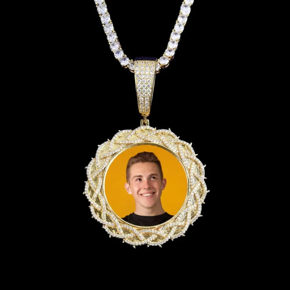 Thorn Sunflower Custom Photo Round Pendant - 55mm
