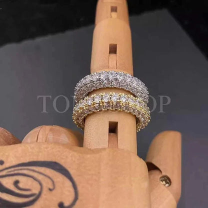 Three Rows of Diamond Rings in White Gold