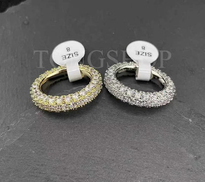 Three Rows of Diamond Rings in White Gold