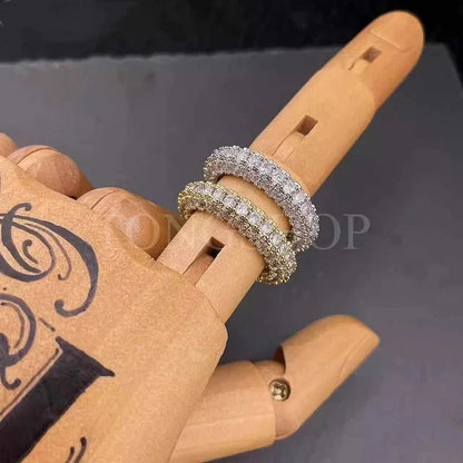 Three Rows of Diamond Rings in White Gold