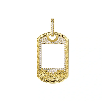 Wave Pattern Dog Tag Solid Custom Photo Pendant - 30mm