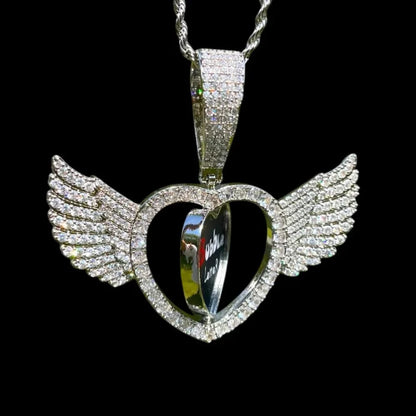 Winged Heart - Double-Sided Rotating Custom Photo Pendant
