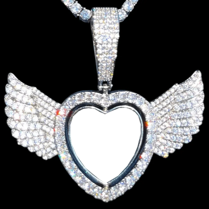 Winged Heart - Double-Sided Rotating Custom Photo Pendant