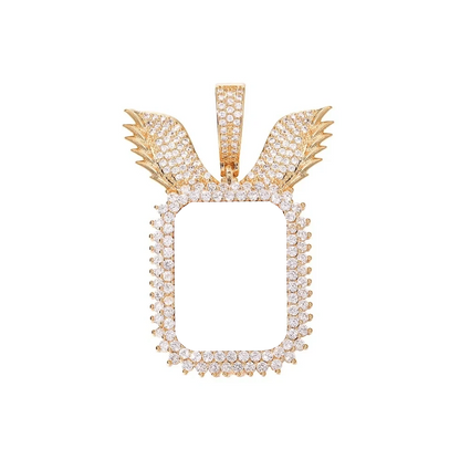 Wings Memory Square Photo Frame Pendant - 38mm